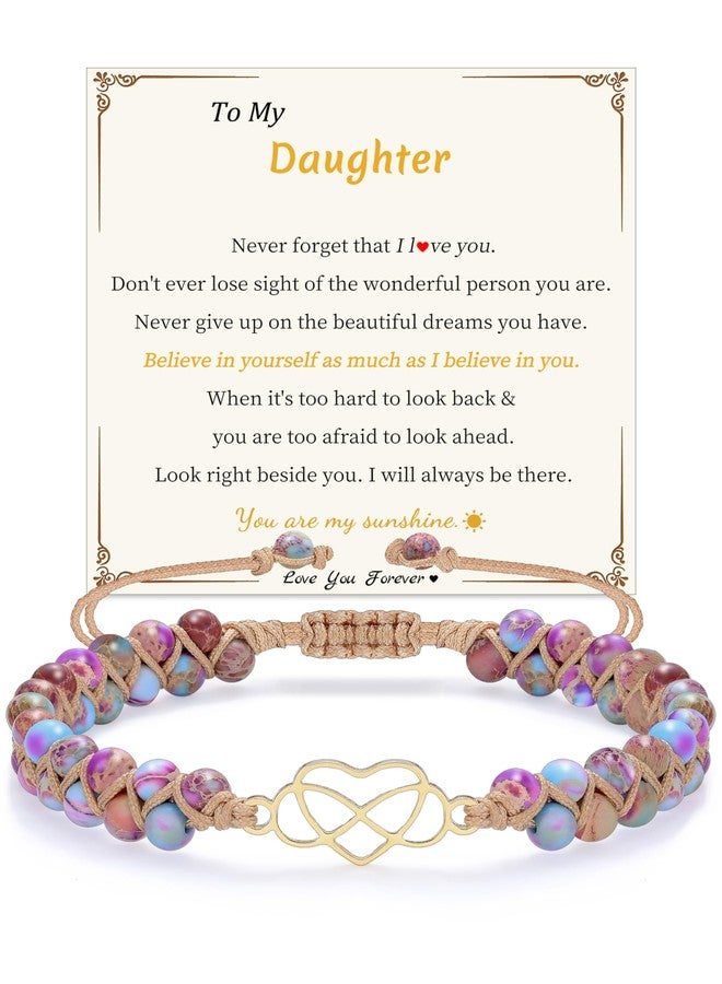 Sistble Valentines Day Daughter Gifts from Mom, Valentine Gifts for Daughter Bracelet, To My Bracelet I Love You Gift for Her Christmas Stocking Stuffers Beaded Bracelets Infinity Heart Birthday Gift - Image 1